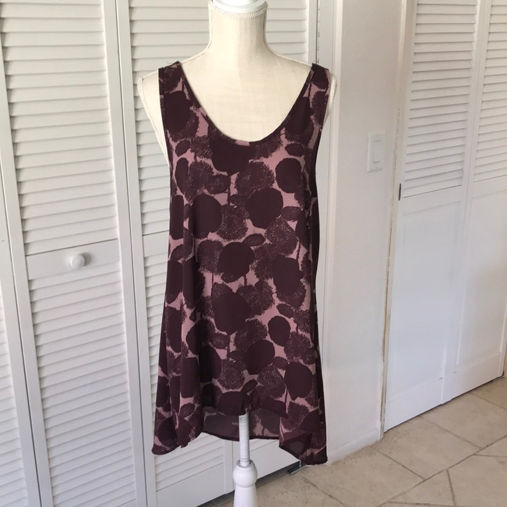 Painted Threads mauve and eggplant round neck &‎ v-back tunic chemise  size S